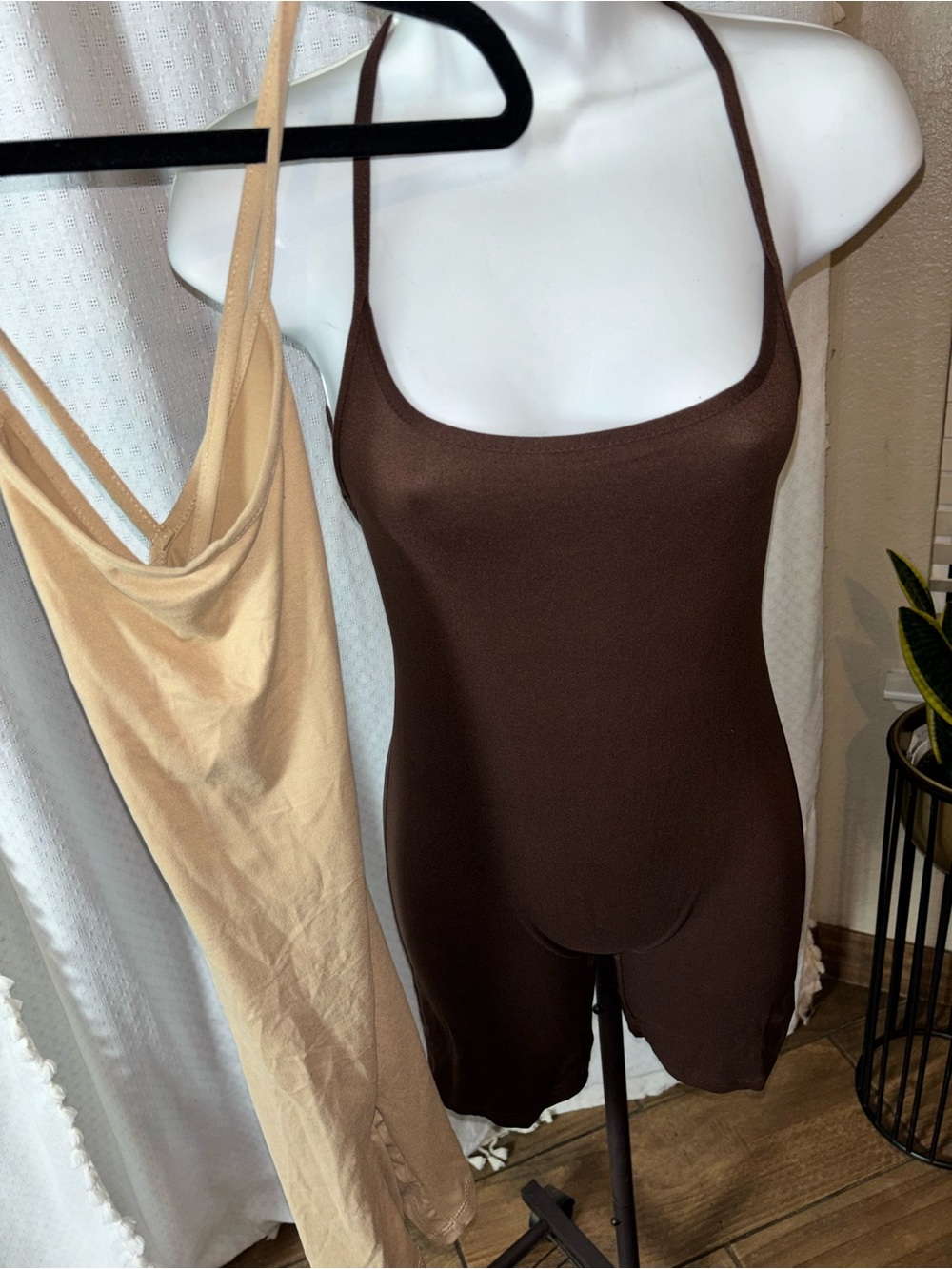 Bundle 2 pieces Sleek Brown &tanSquare-Neck Romper